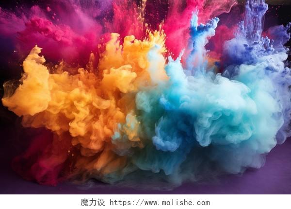 爆炸的彩色烟雾云AI插画写实